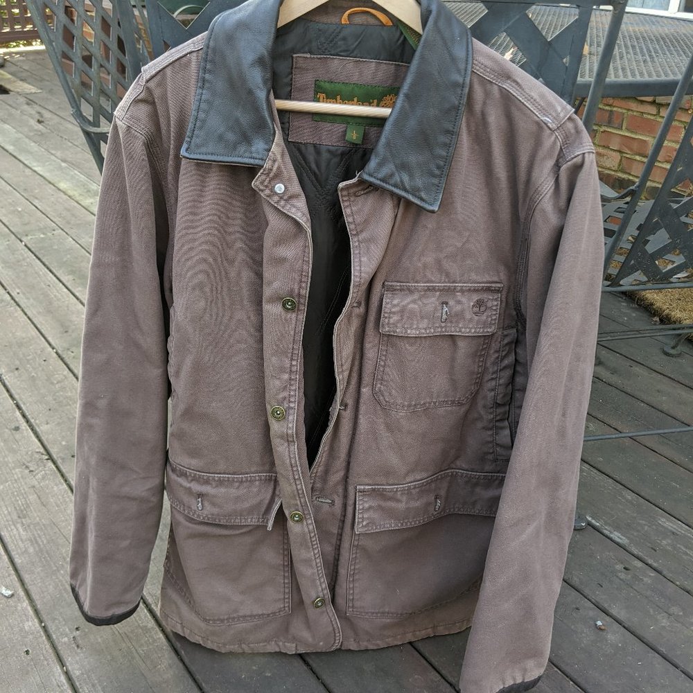 Timberland Canvas Leather Trimmed Field Coat L